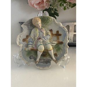 Chase Hand Painted Pastoral Bisque 3d Wall Hanging Made in Japan Stamped Vintage